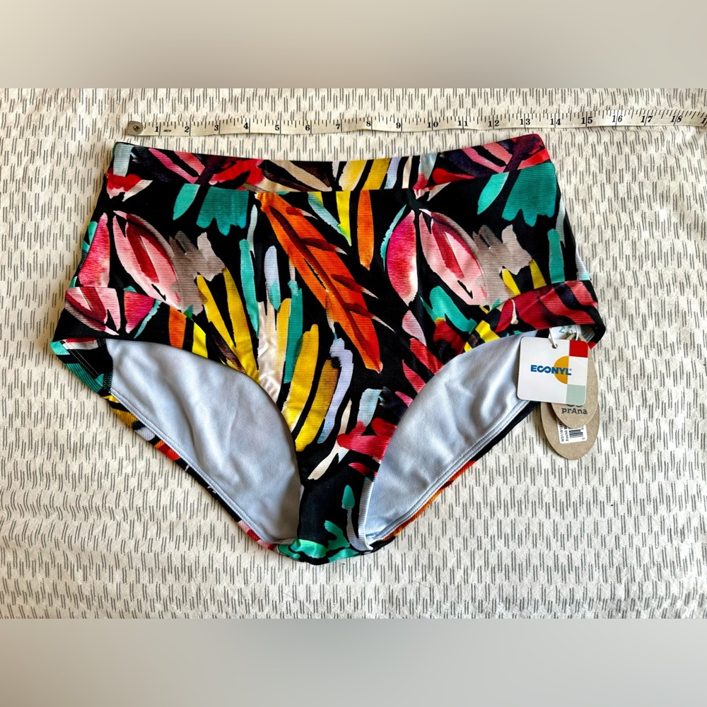 prAna Millan hipster high rise Bikini Bottoms La Flora Size MED